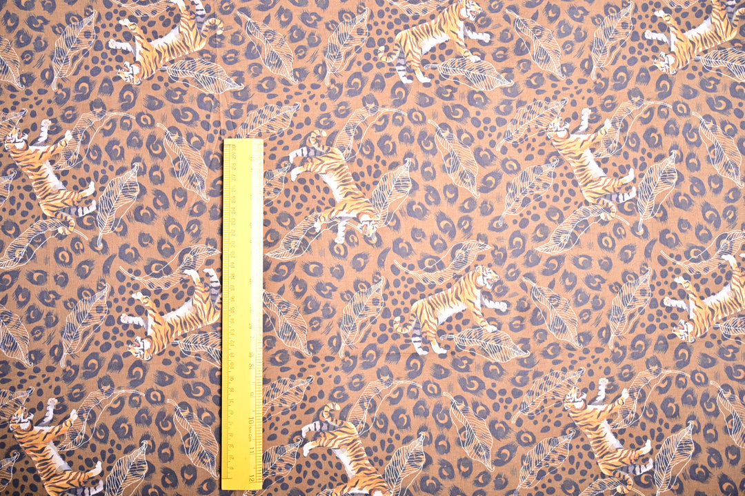 Indian Cotton Fabric - Tiger Printed Custom Pattern