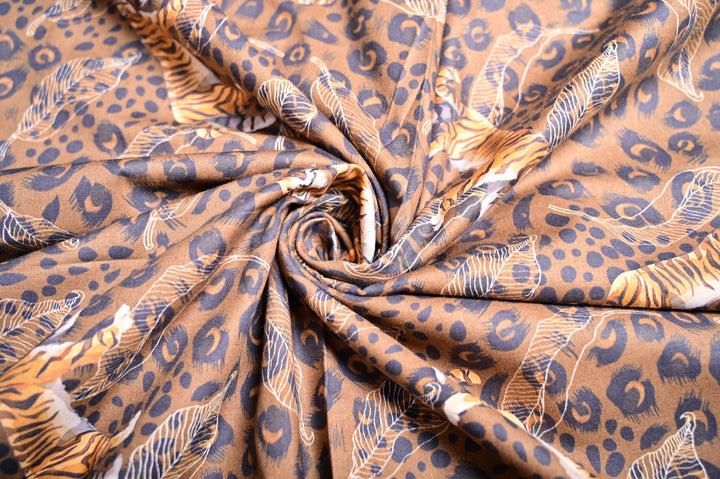 Indian Cotton Fabric - Tiger Printed Custom Pattern