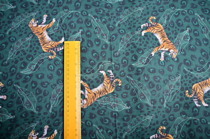 Indian Cotton Fabric - Tiger Printed Custom Pattern