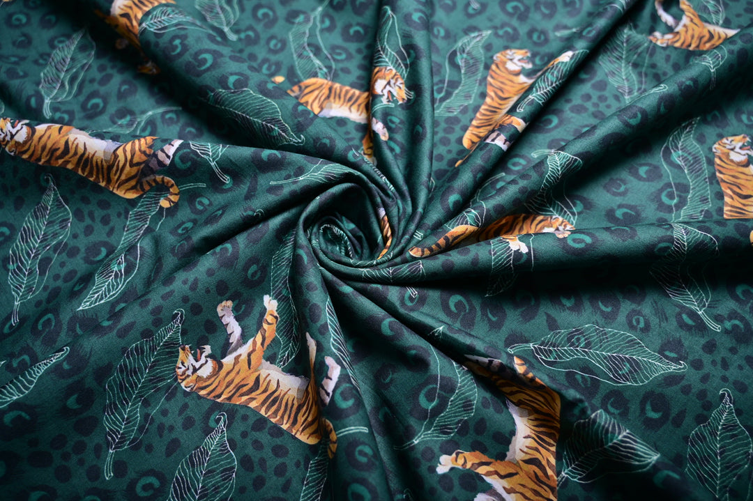 Indian Cotton Fabric - Tiger Printed Custom Pattern