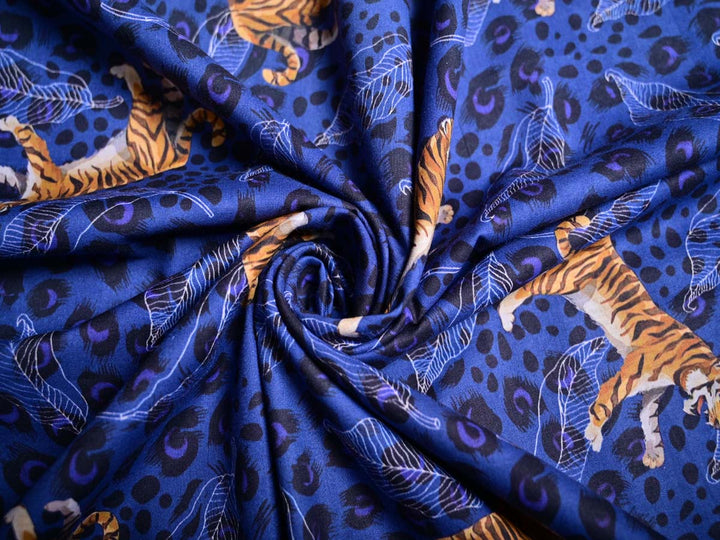 tiger printed cotton fabric