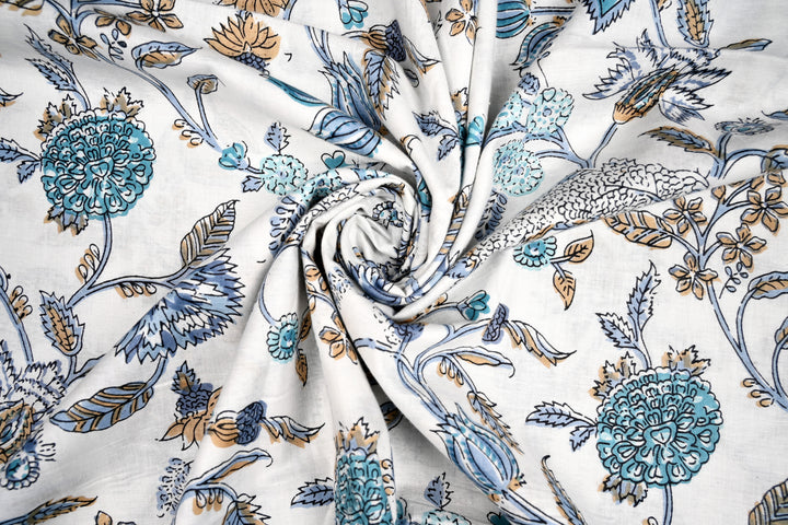 Traditional hand block printed cotton fabric India - Block print cotton textile for dresses and kurtis