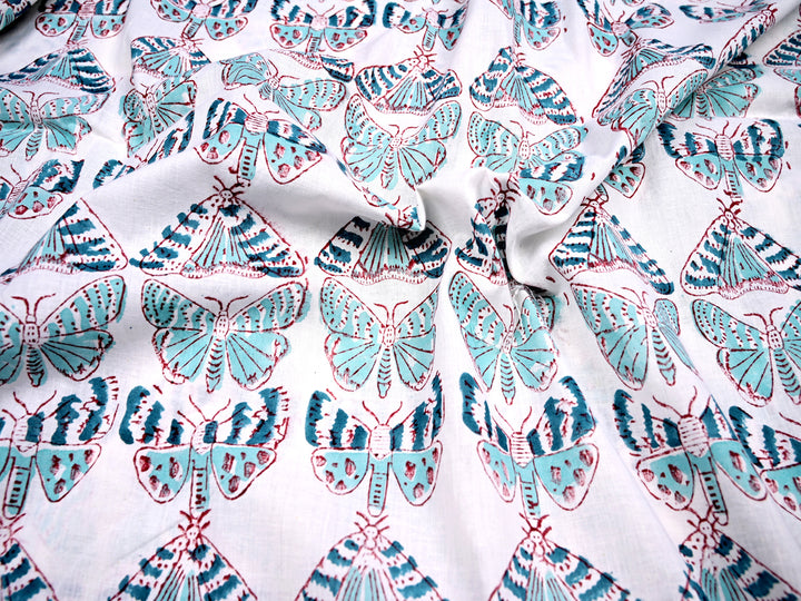 Butterfly Handblock Print Cotton Fabric