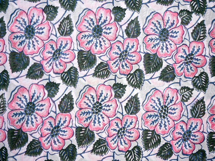 Sunflower Floral Handblock Print Cotton Fabric