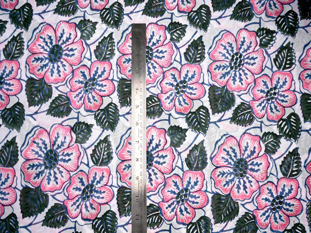 Sunflower Floral Handblock Print Cotton Fabric