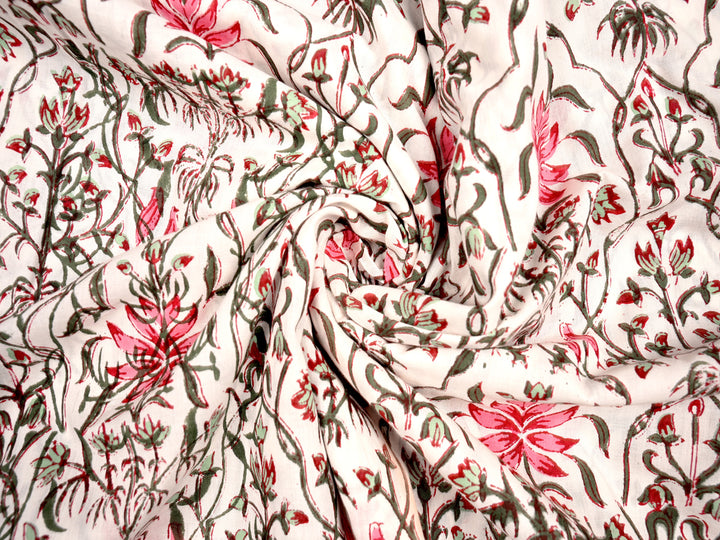 pink leaf cotton printed fabric cotton