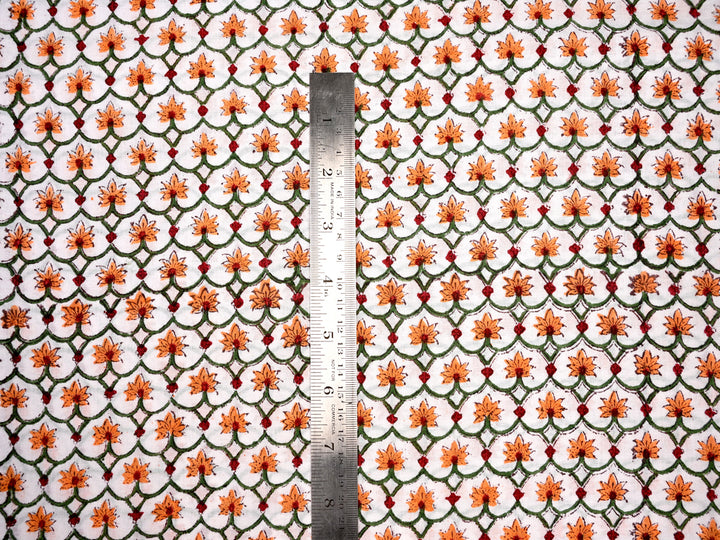 Egypt Tiger Flower Handblock Print Cotton Fabric