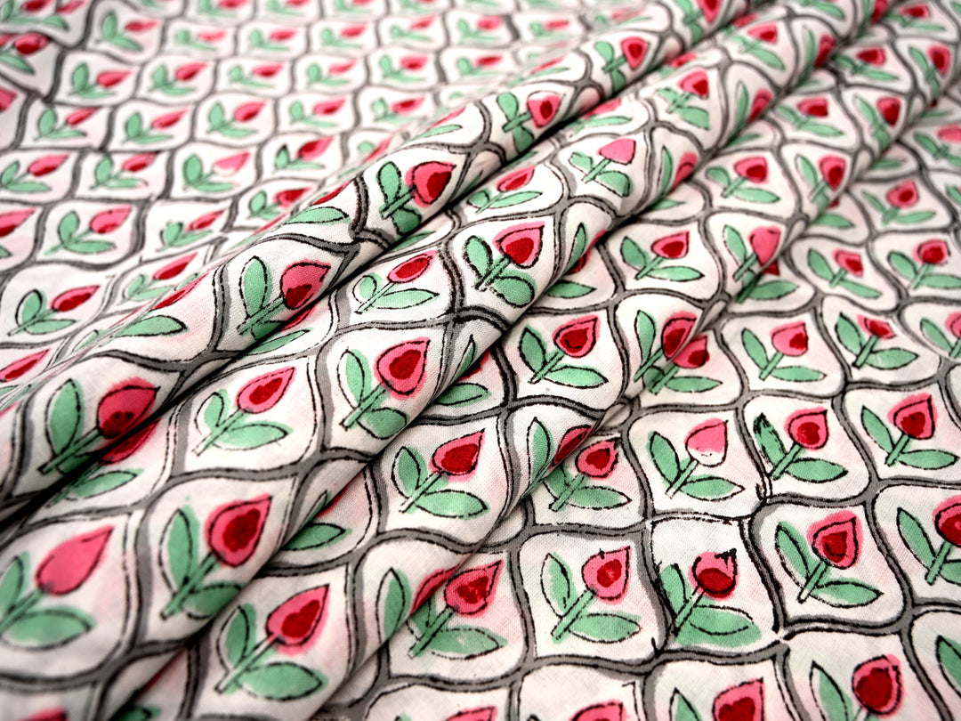 Cotton Hand Block Printed Fabric, Hand Block Printed Indian Cotton
