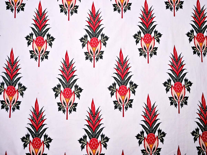 Wholesale Clothes ~ Red Floral Fabric On White Cotton