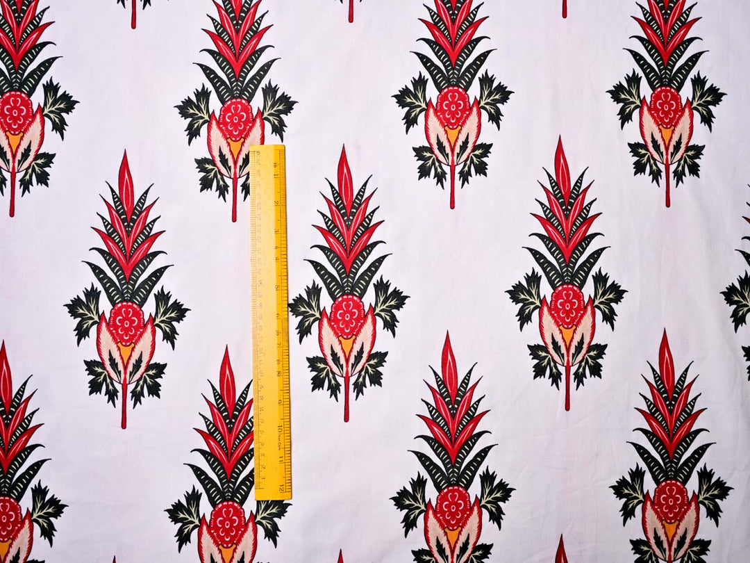 Wholesale Clothes ~ Red Floral Fabric On White Cotton