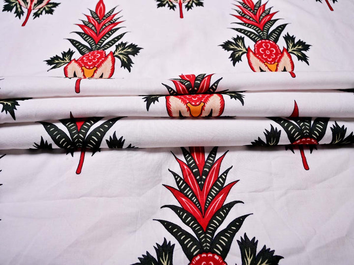 Wholesale Clothes ~ Red Floral Fabric On White Cotton