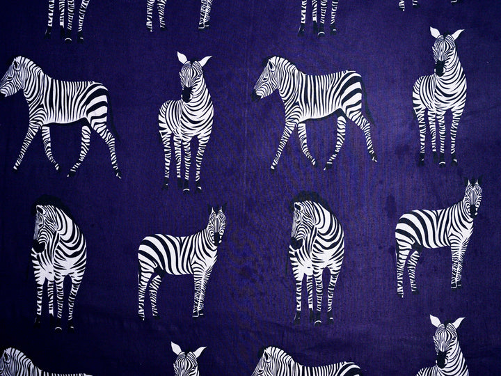 white zebra print cotton fabric