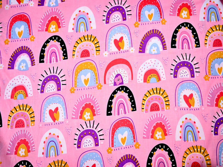 Childish Seamless Pattern With Rainbows Cotton Fabric