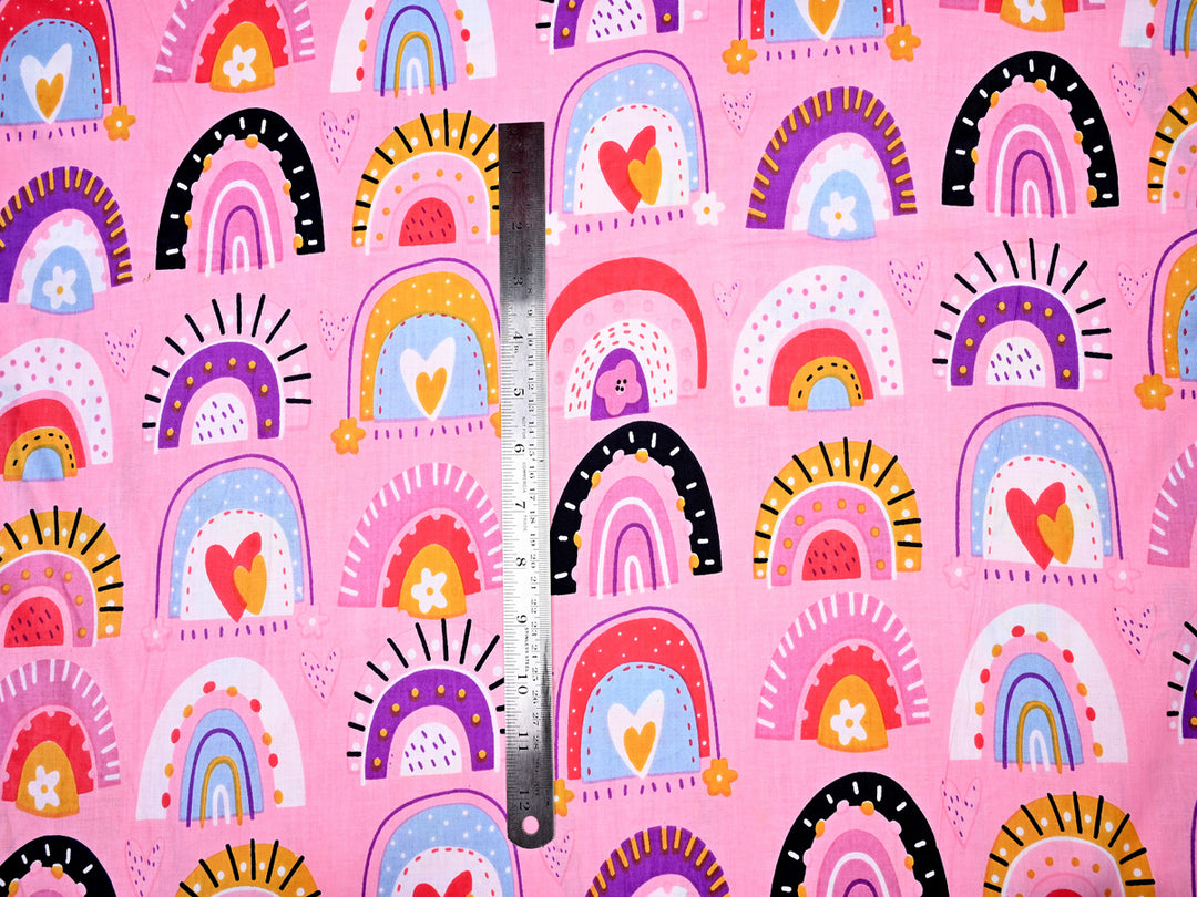 Childish Seamless Pattern With Rainbows Cotton Fabric