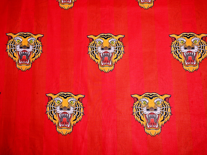 Angry Wild Tiger ~ Cotton Stripe Fabric By The Yard