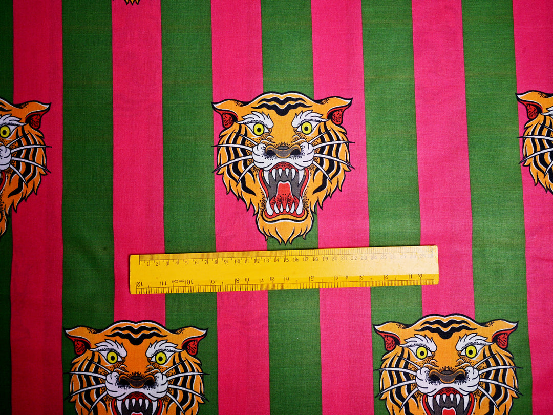 Angry Wild Tiger ~ Cotton Stripe Fabric By The Yard