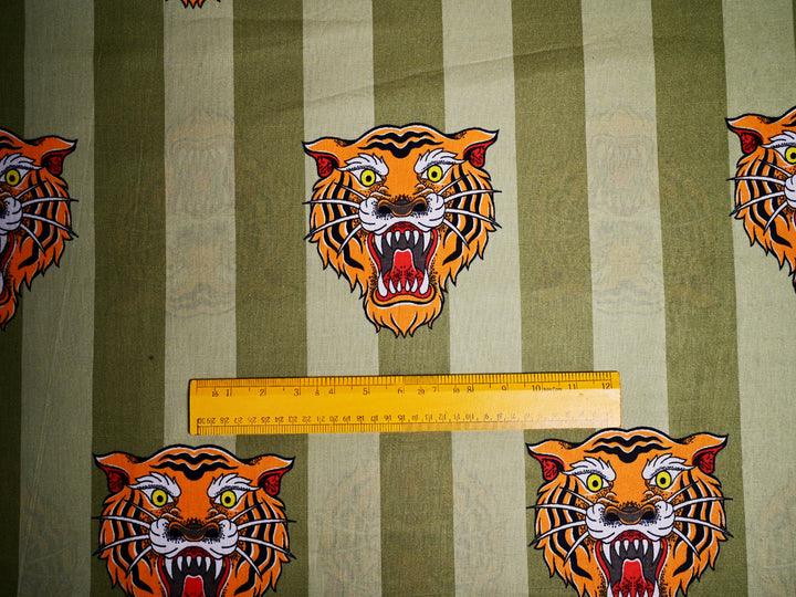 Angry Wild Tiger ~ Cotton Stripe Fabric By The Yard