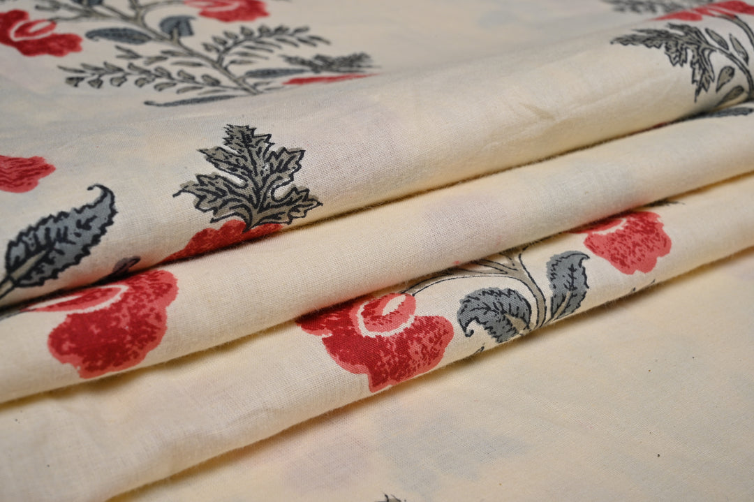 Handblock cotton fabric Print Floral Bail