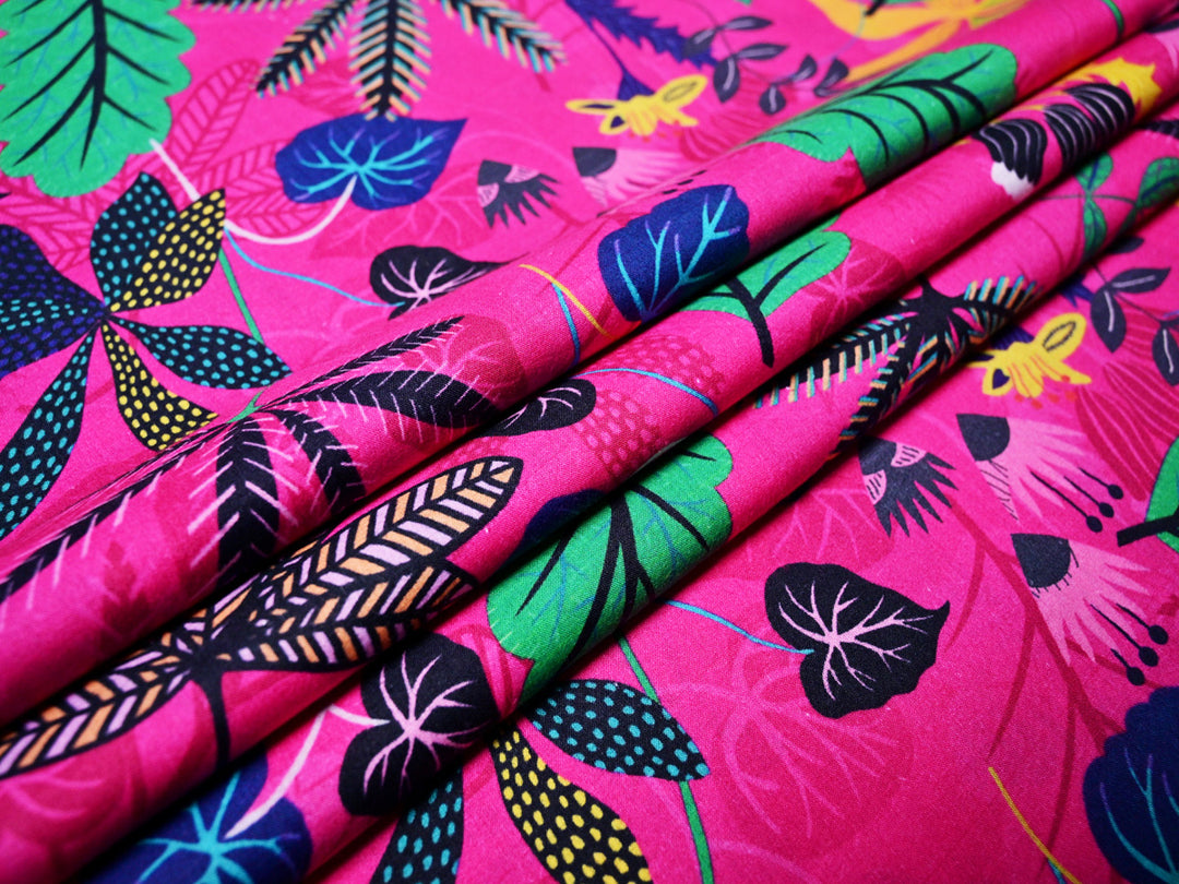 tropical leaves fabric by yard