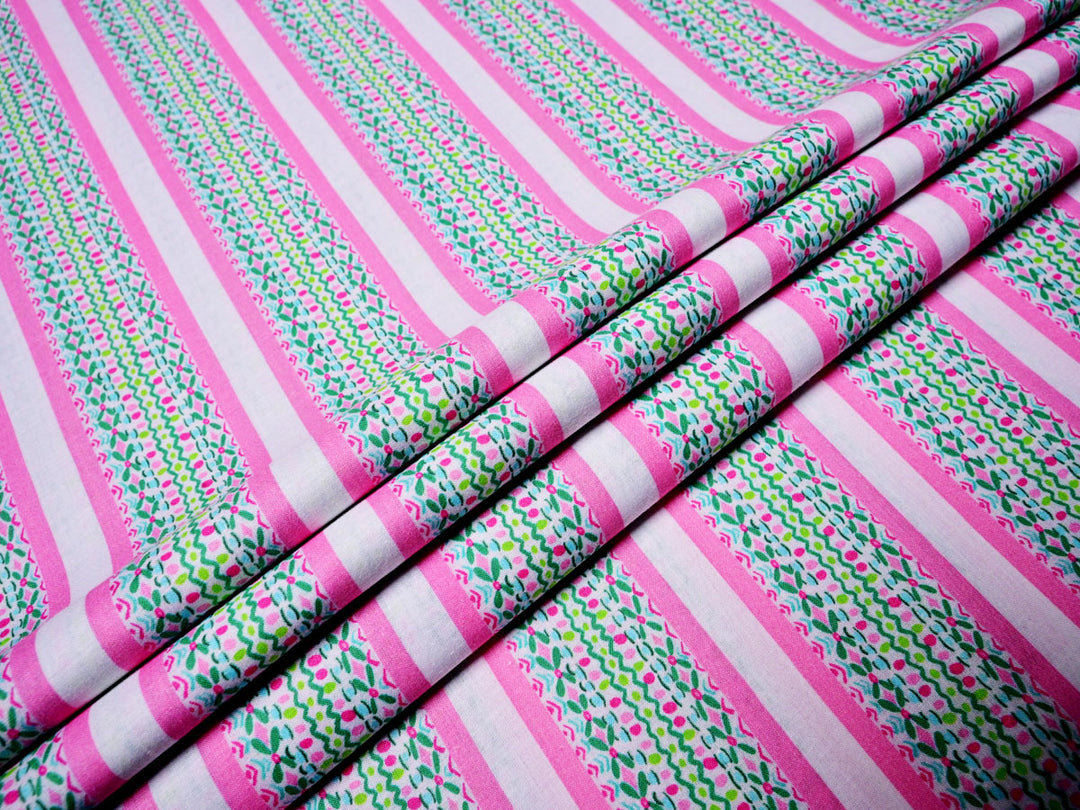 Artistic Border ~ Cotton Stripe Fabric By The Yard