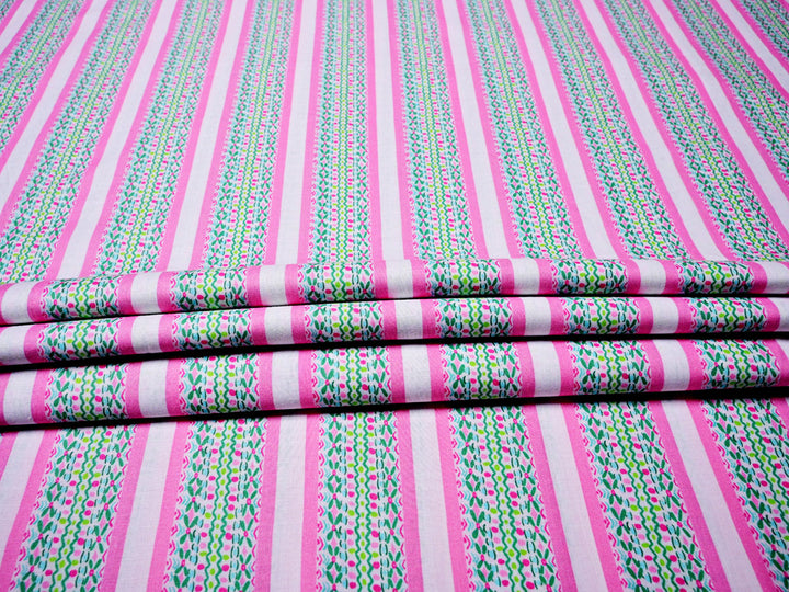 Artistic Border ~ Cotton Stripe Fabric By The Yard