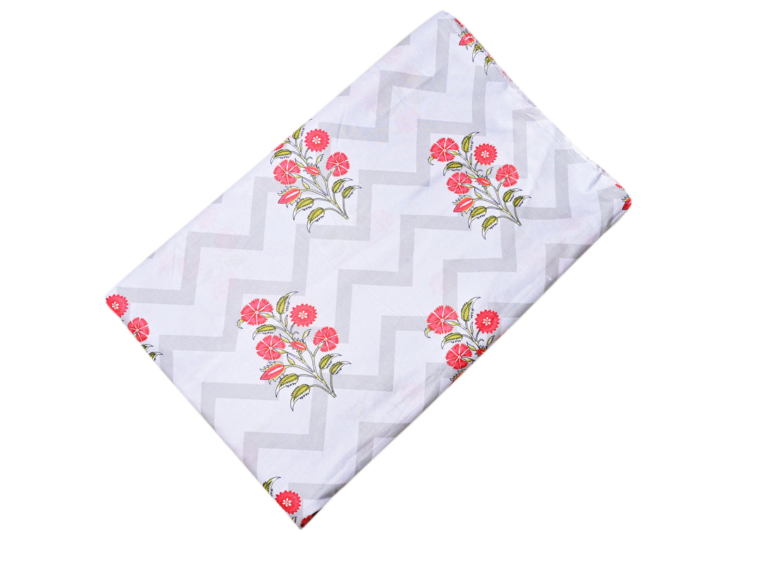 Floral Buta ~ Fabric With Cotton Zig Zag Lining Style