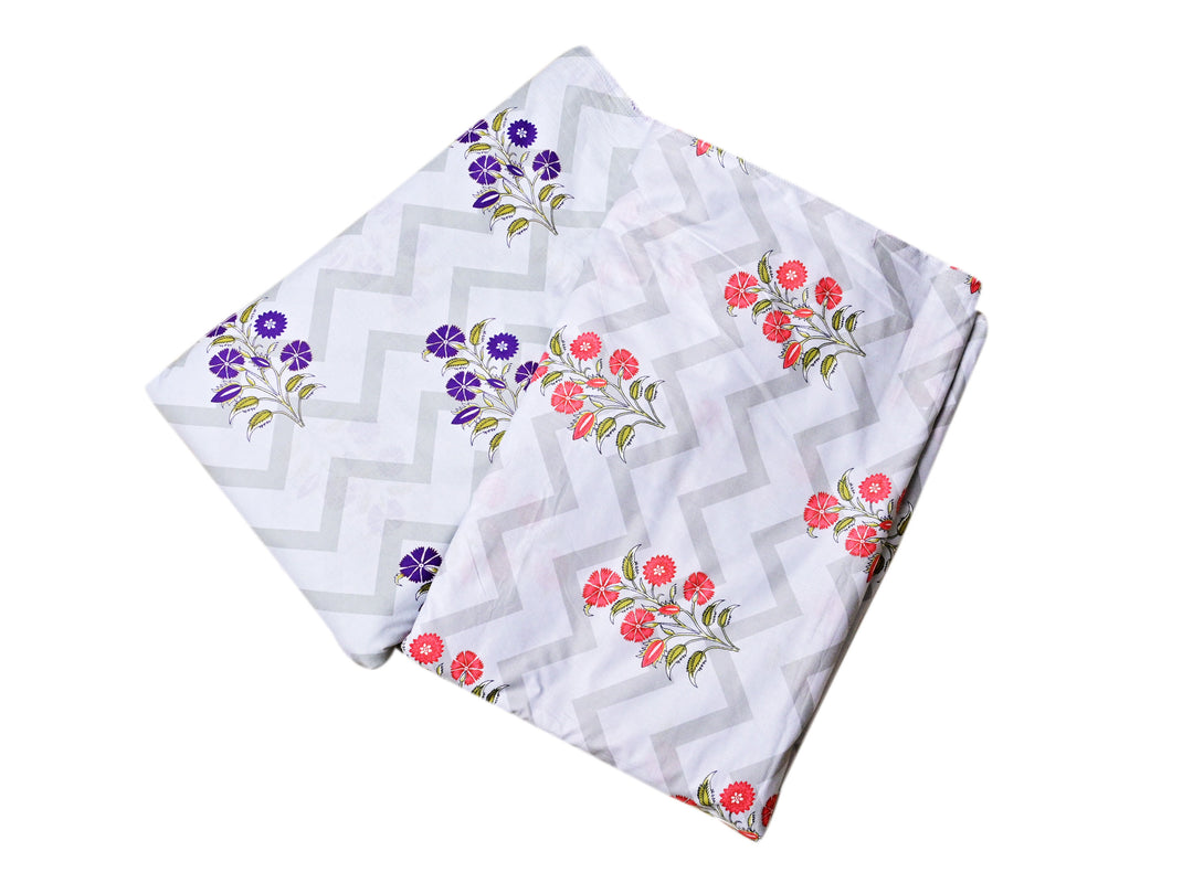 Floral Buta ~ Fabric With Cotton Zig Zag Lining Style