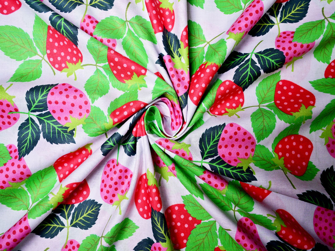 strawberry fabric, vintage