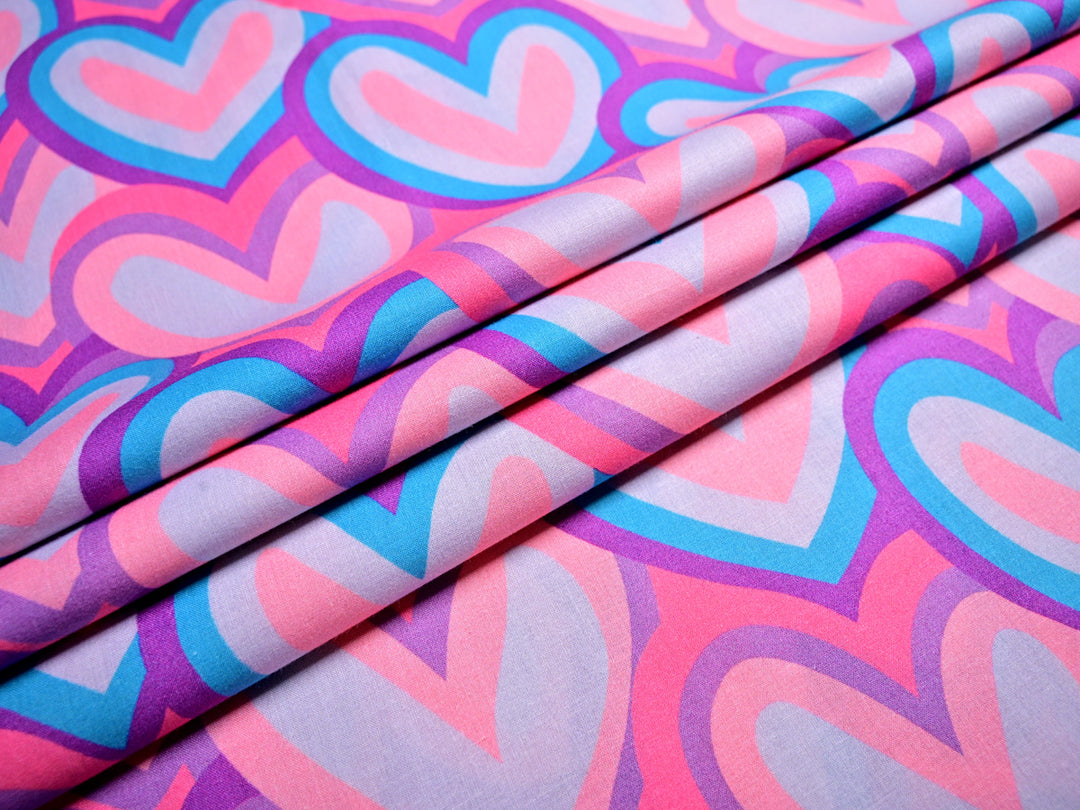 Quilting fabric with heart prints
