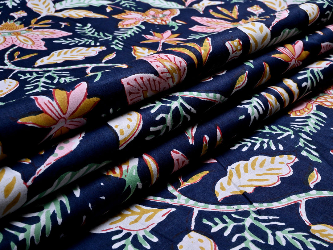 Tropical Flower Screen Printed Cotton Fabric