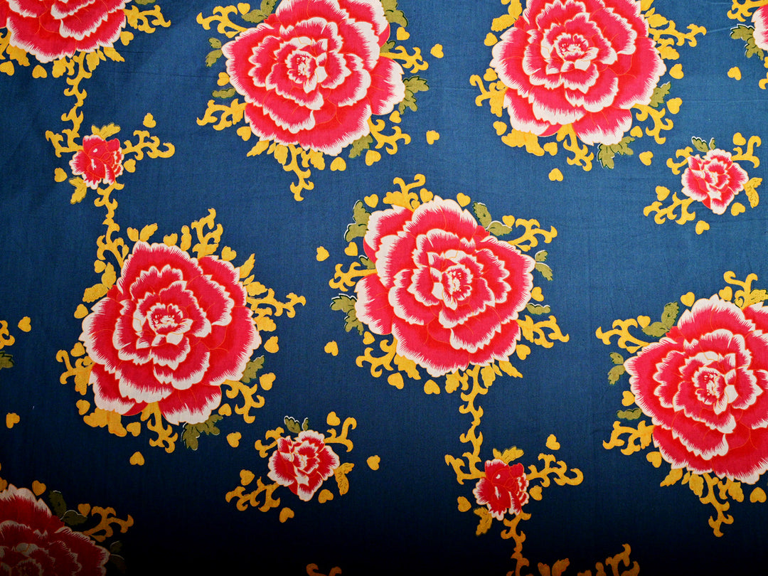 Red rose cotton fabric
