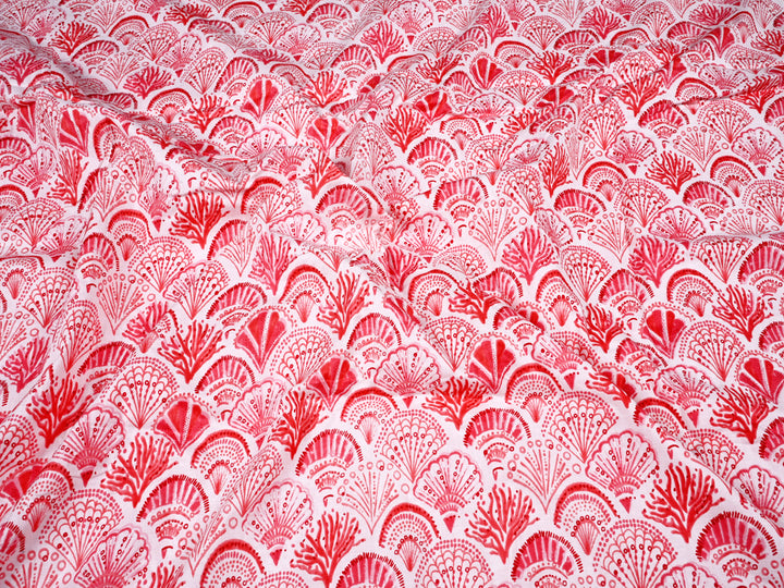 Scallop Shell Screen Print Cotton Fabric