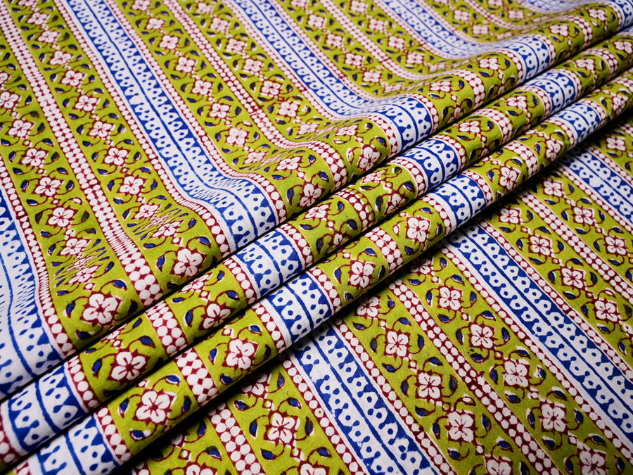 White - Bindaas Hand Block Printed Cotton Fabric main image 0