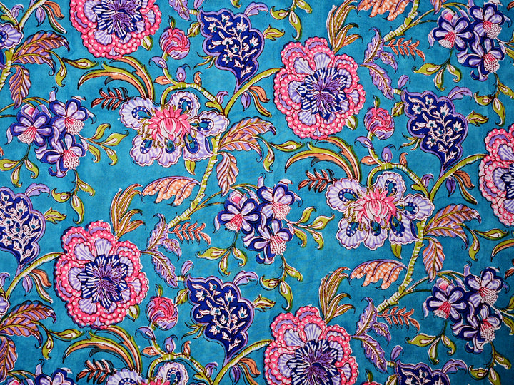 hand block print floral fabric