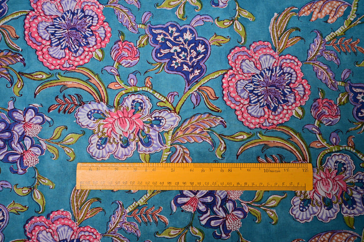 indian floral cotton fabric for sewing - block print cotton fabric for home decor