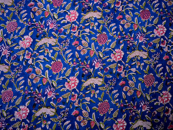 handblock printed blue fabric