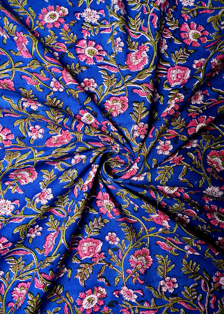 Floral Blue Cotton Material