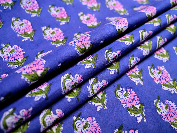 hand block printed cotton fabric