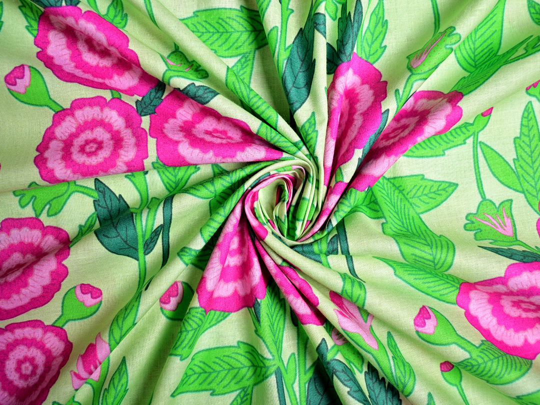 Beautiful Pink Floral Cotton Fabric 