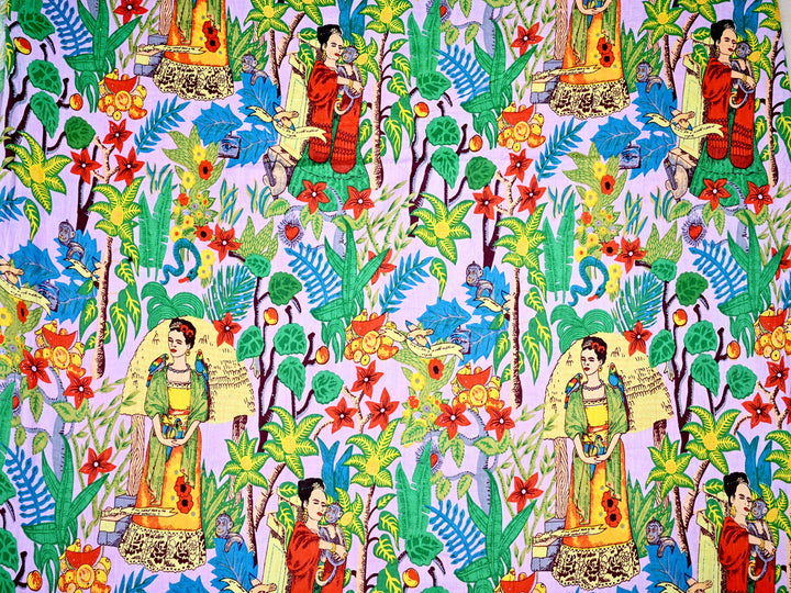 Frida Kahlo Screen Printed Cotton Fabric