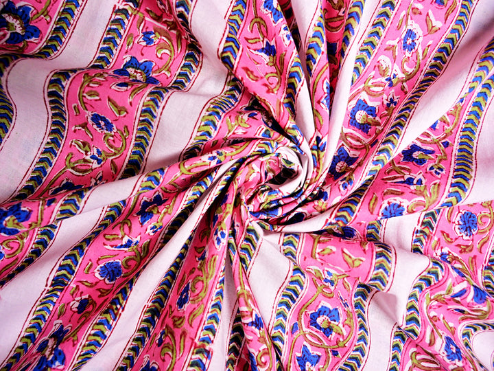 pink border print cotton fabrics