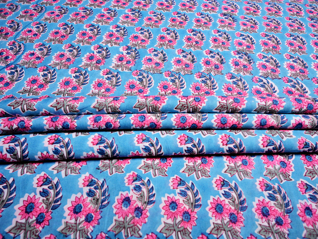 Hand block printed cotton fabric
