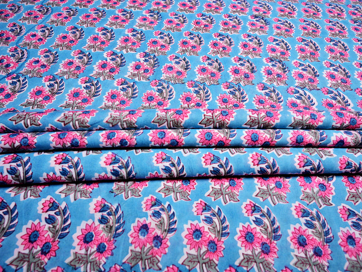 Hand block printed cotton fabric
