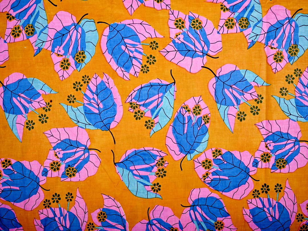 blue pink cotton prints fabric