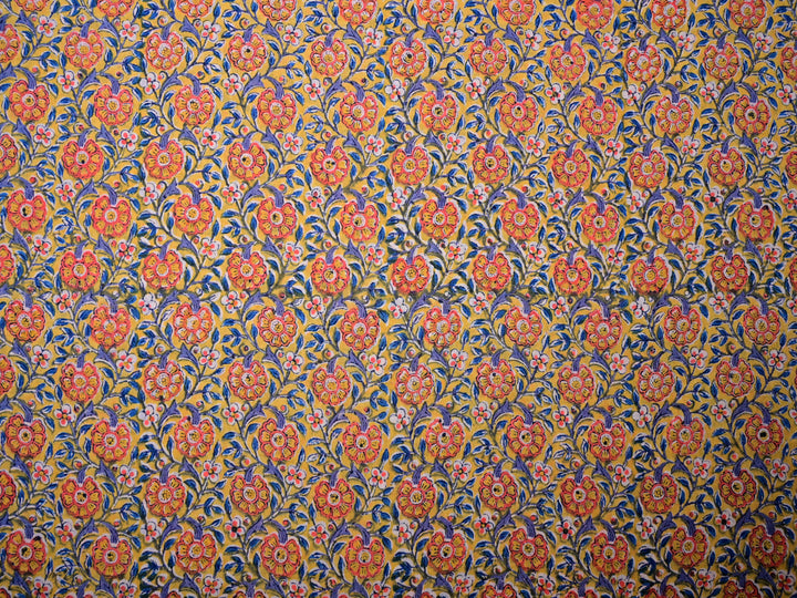 Indian Sanganeri Print Cotton Textile - Floral Material