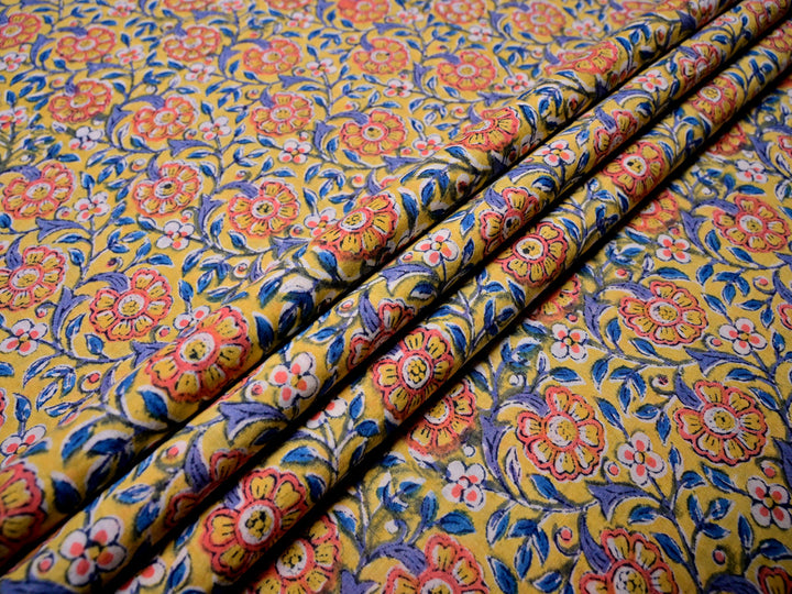 Indian Sanganeri Print Cotton Textile - Floral Material