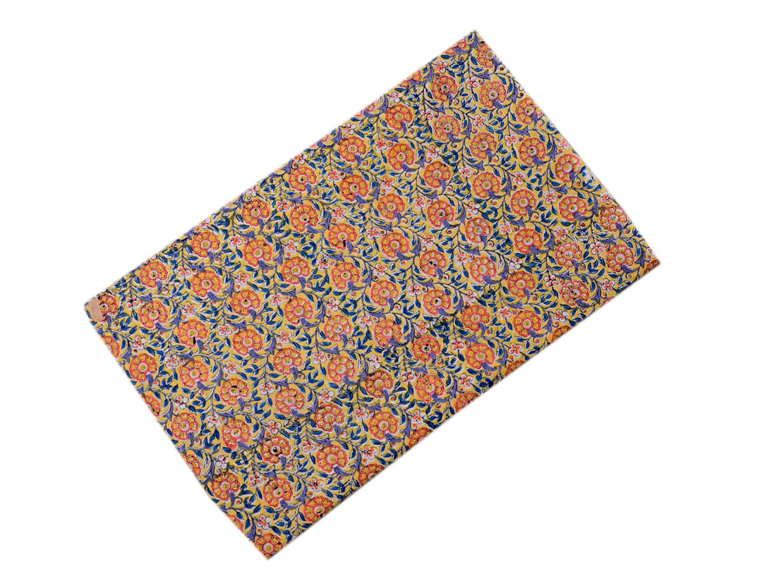 Indian Sanganeri Print Cotton Textile - Floral Material