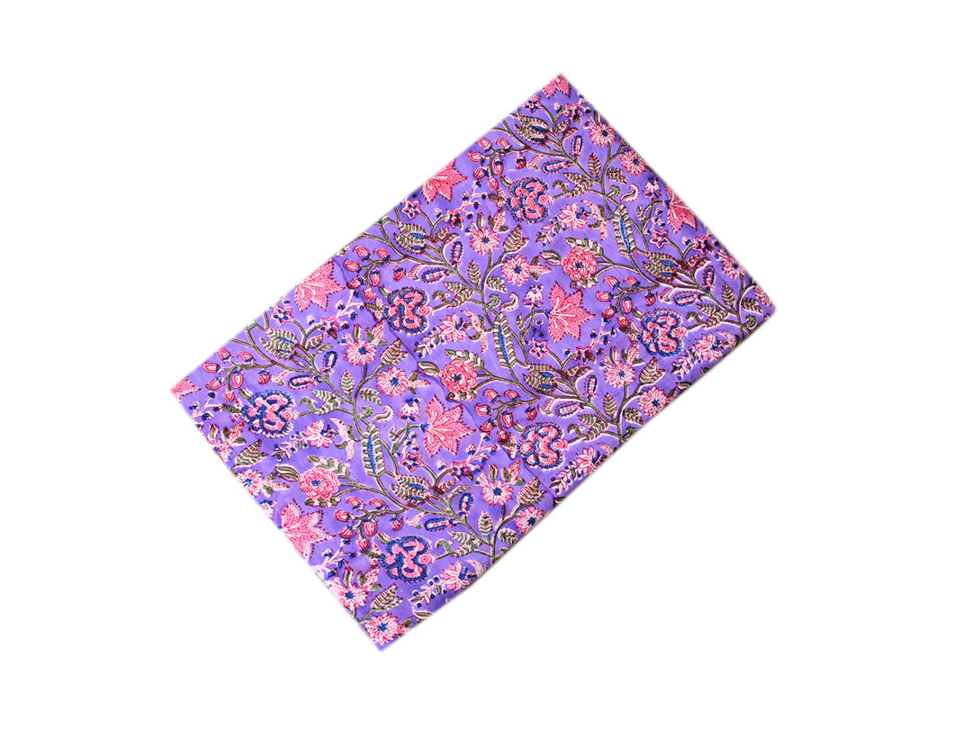 Indian Fabric ~ Pink & Lavender Floral Block Prints Cotton