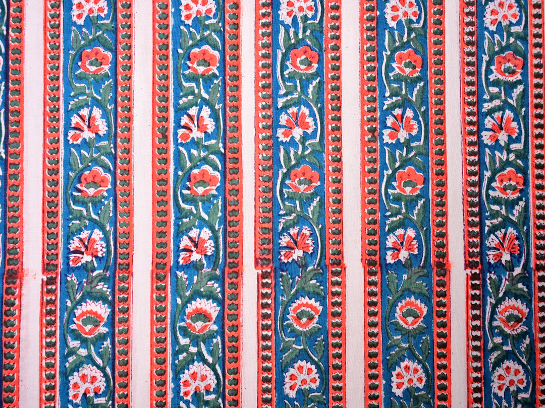 Border Style - Block Printed Cotton Handmade Fabric