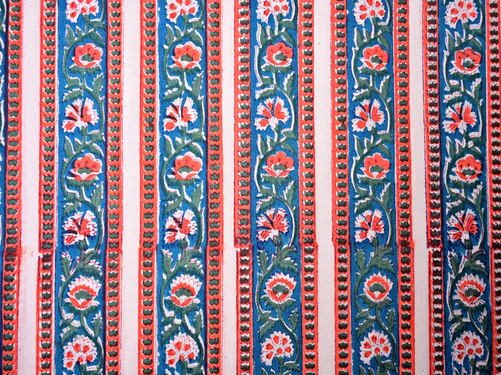 Border Style - Block Printed Cotton Handmade Fabric